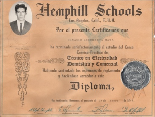 Diploma Hemphill Schools - Ignacio Legarreta Mata